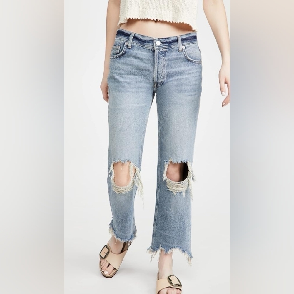 NWT Free People Maggie Mid Rise Straight Jeans Size 24 - Picture 6 of 13